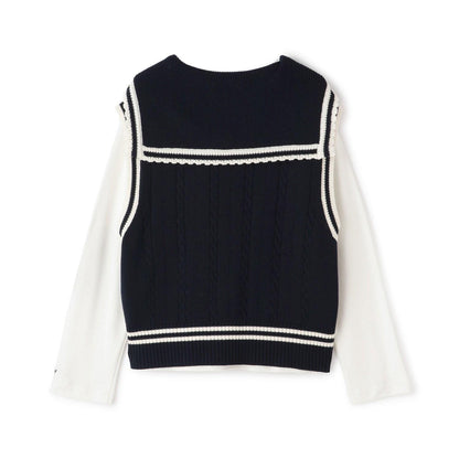 水手領背心&T恤套裝