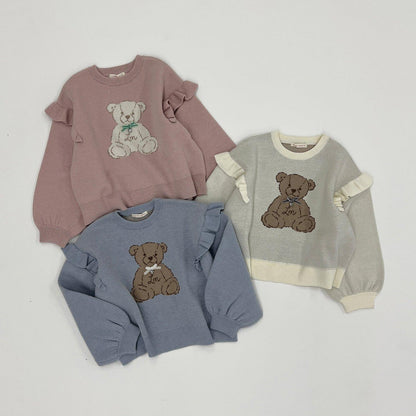 【Lycee mine 芭蕾系列】【如棉花糖般的穿著感】【可機洗】小熊提花毛衣