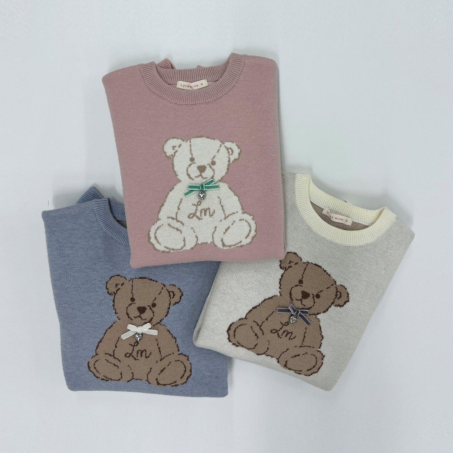 【Lycee mine 芭蕾系列】【如棉花糖般的穿著感】【可機洗】小熊提花毛衣