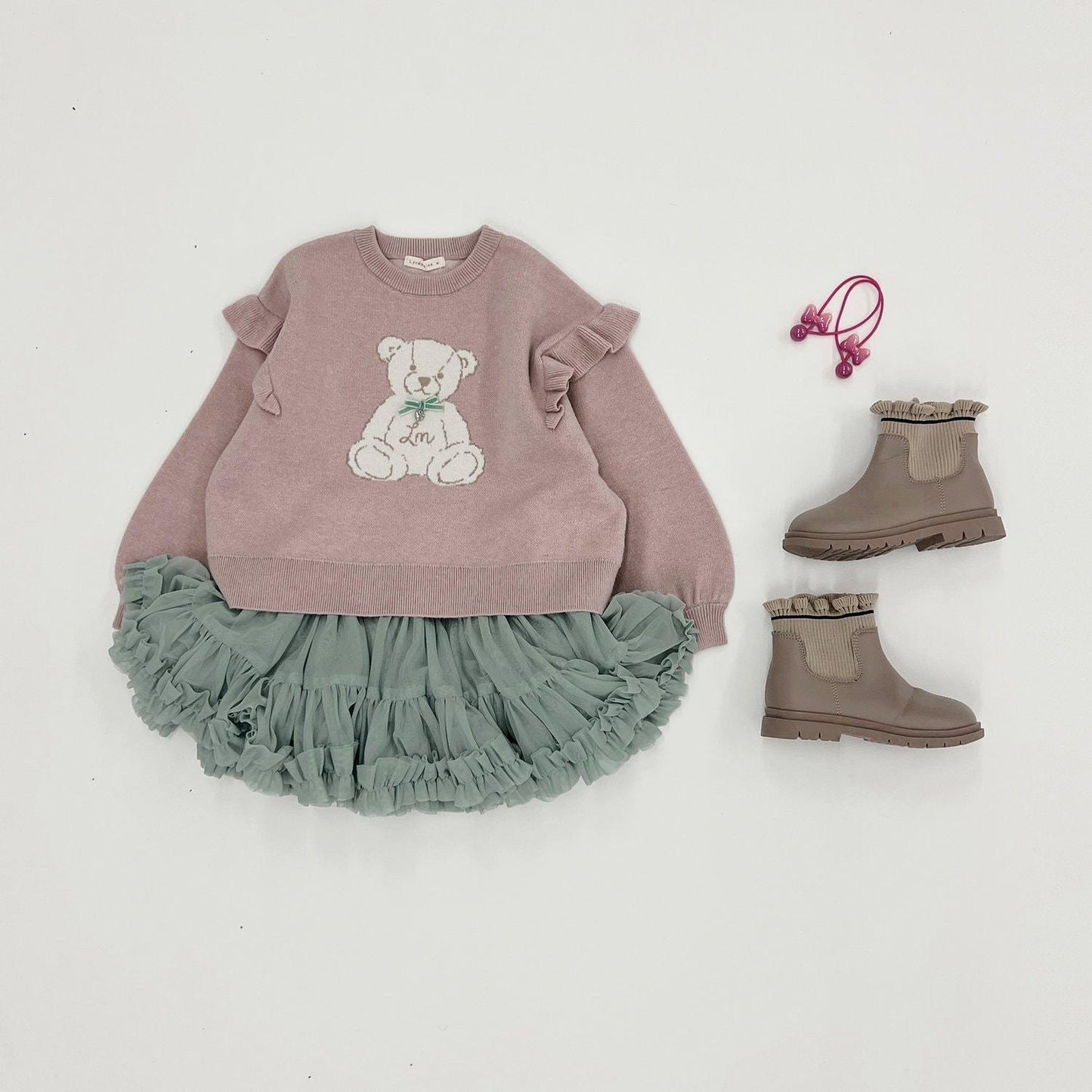 【Lycee mine 芭蕾系列】【如棉花糖般的穿著感】【可機洗】小熊提花毛衣