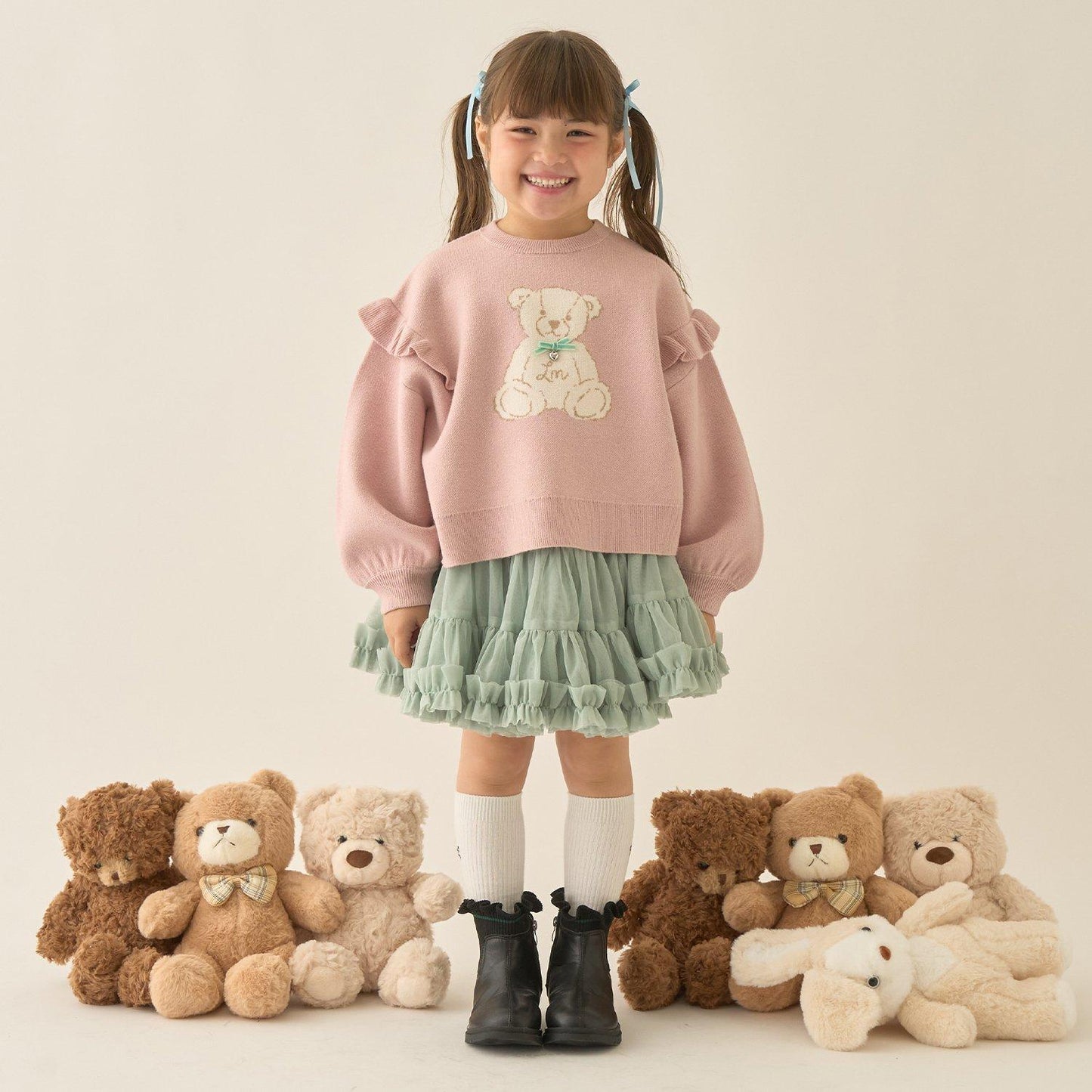 【Lycee mine 芭蕾系列】【如棉花糖般的穿著感】【可機洗】小熊提花毛衣