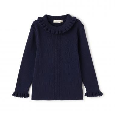 小高領荷葉邊毛衣【日本製造】