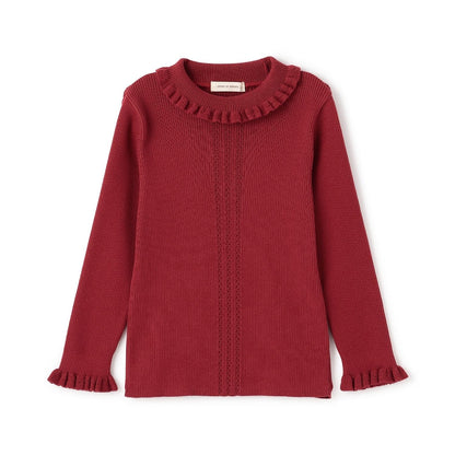 小高領荷葉邊毛衣【日本製造】