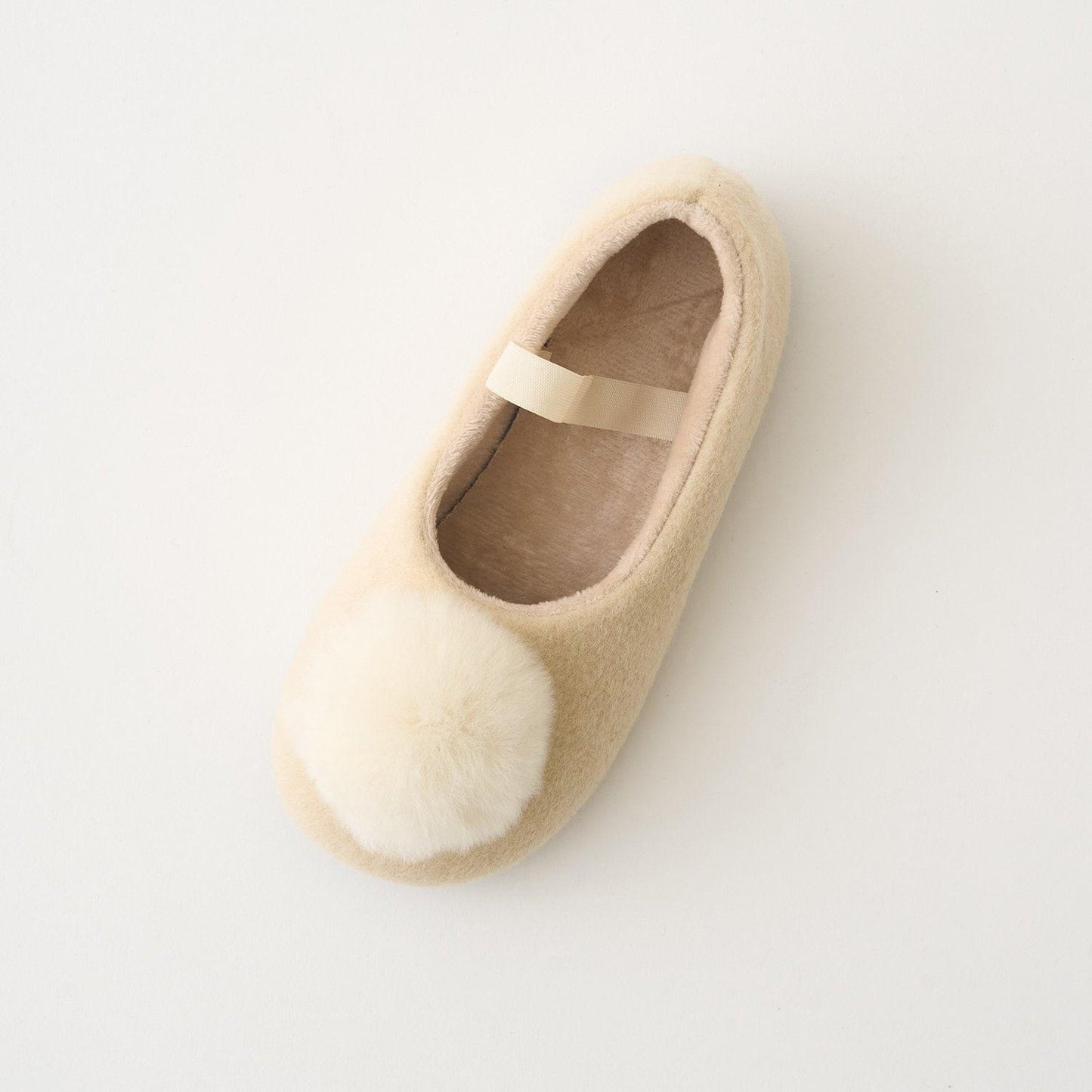 帶毛球裝飾芭蕾鞋