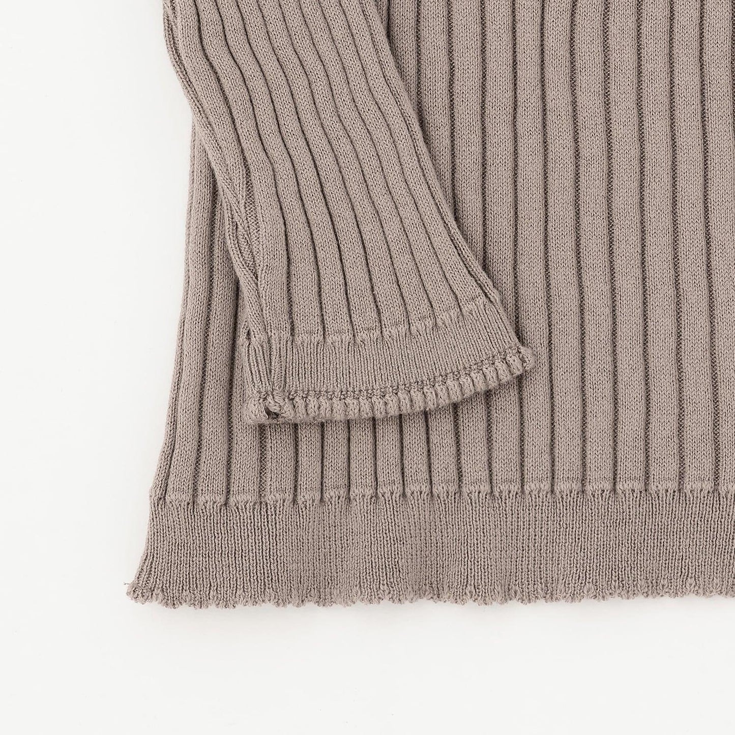 【有機棉】荷葉邊領羅紋毛衣【日本製造】