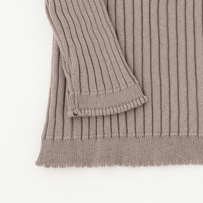 【有機棉】荷葉邊領羅紋毛衣【日本製造】