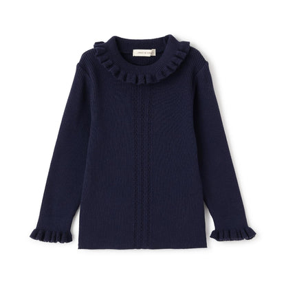 小高領荷葉邊毛衣【日本製造】