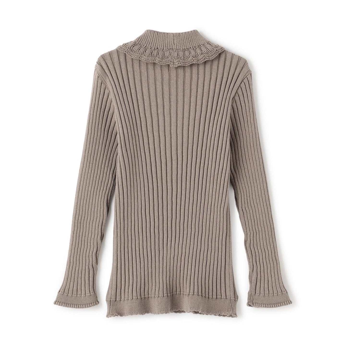 【有機棉】荷葉邊領羅紋毛衣【日本製造】