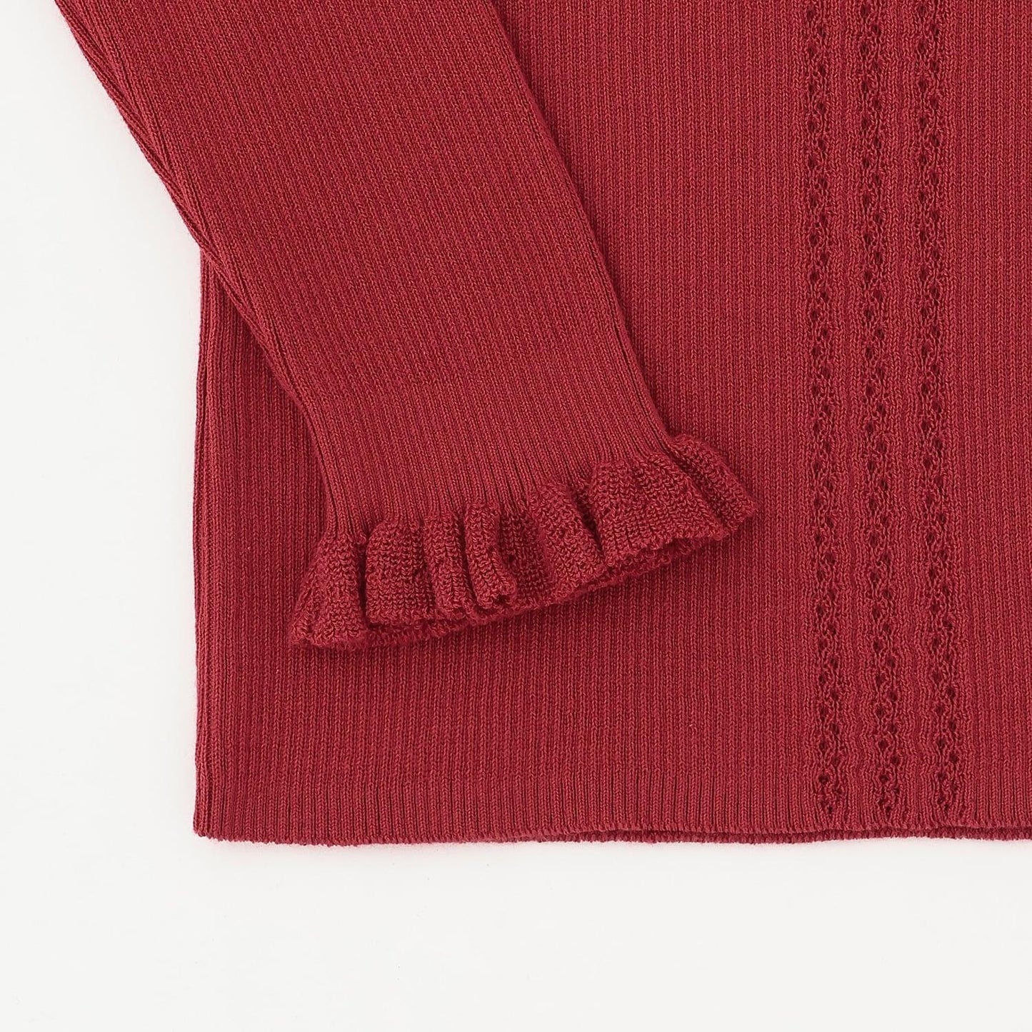 小高領荷葉邊毛衣【日本製造】