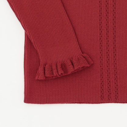 小高領荷葉邊毛衣【日本製造】