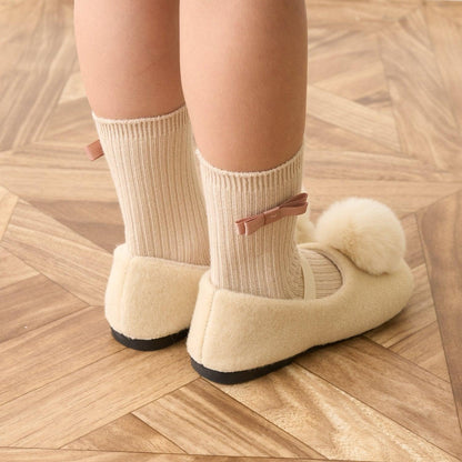 帶毛球裝飾芭蕾鞋