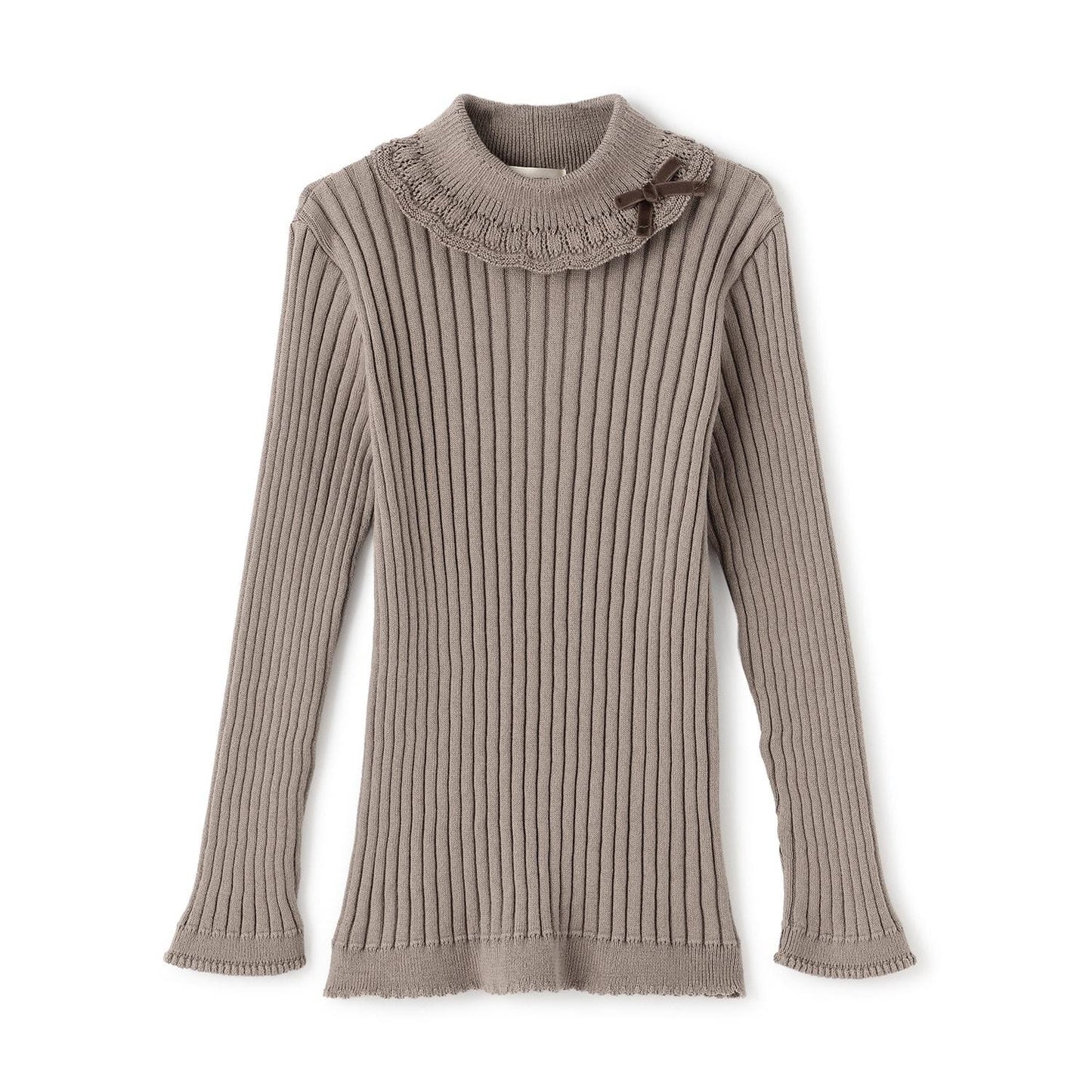 【有機棉】荷葉邊領羅紋毛衣【日本製造】
