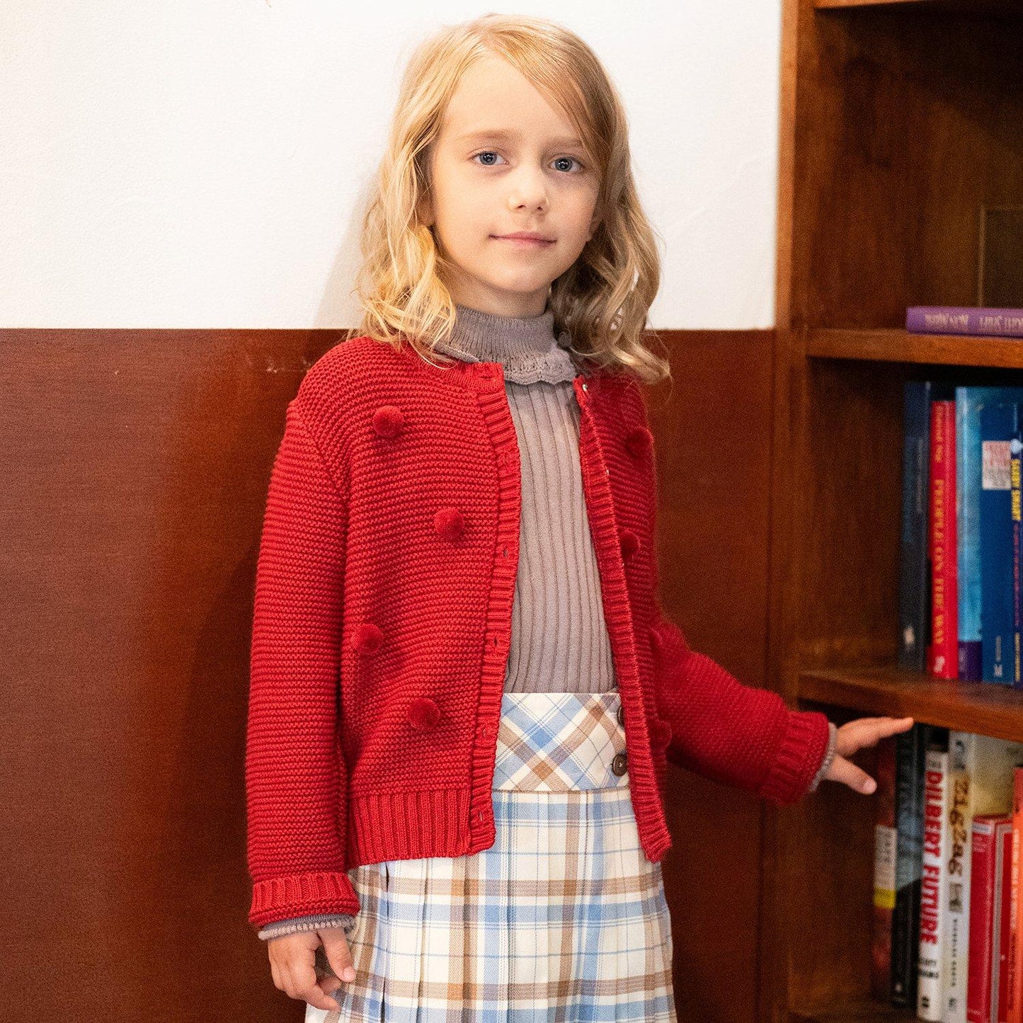 【有機棉】荷葉邊領羅紋毛衣【日本製造】