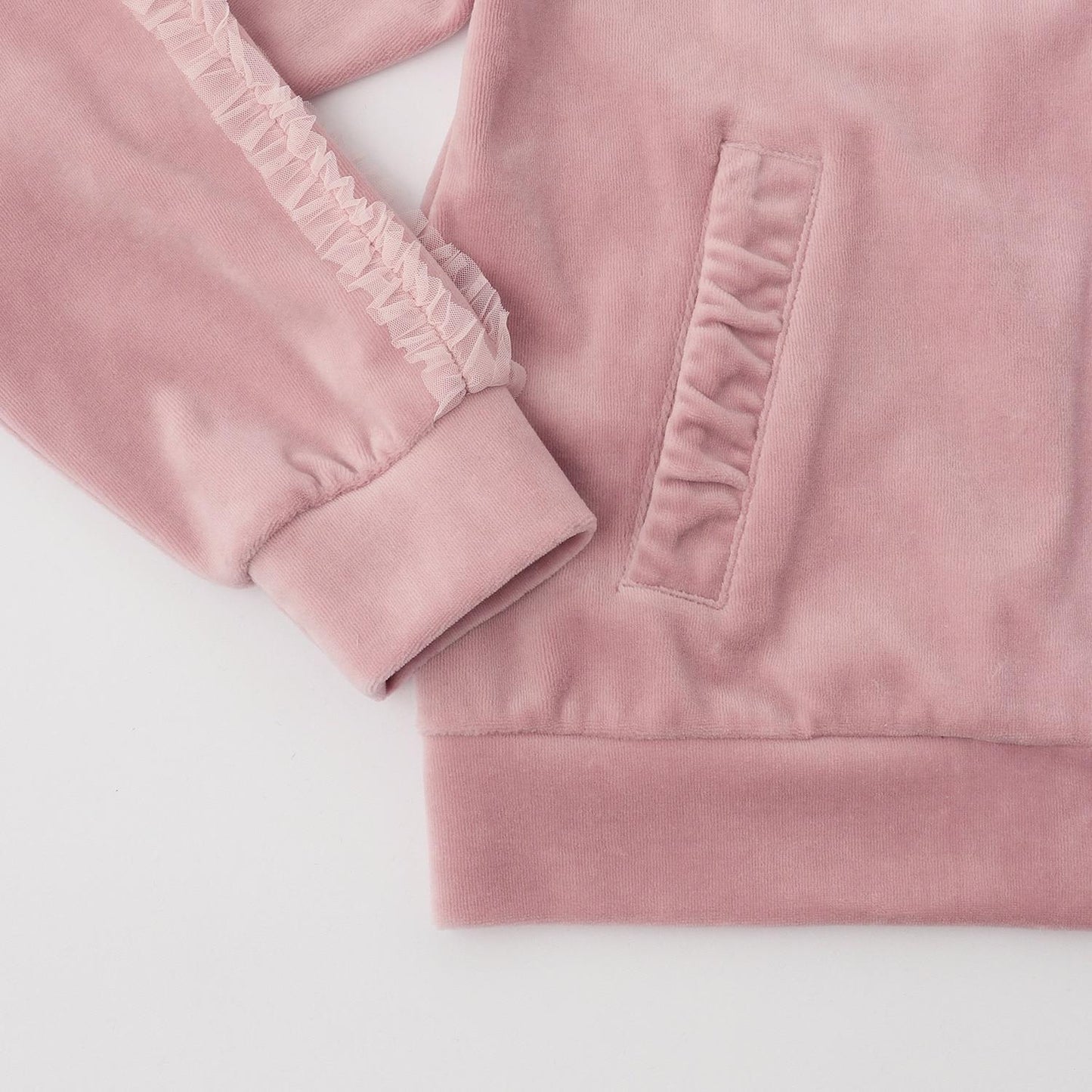 網紗荷葉邊天鵝絨夾克