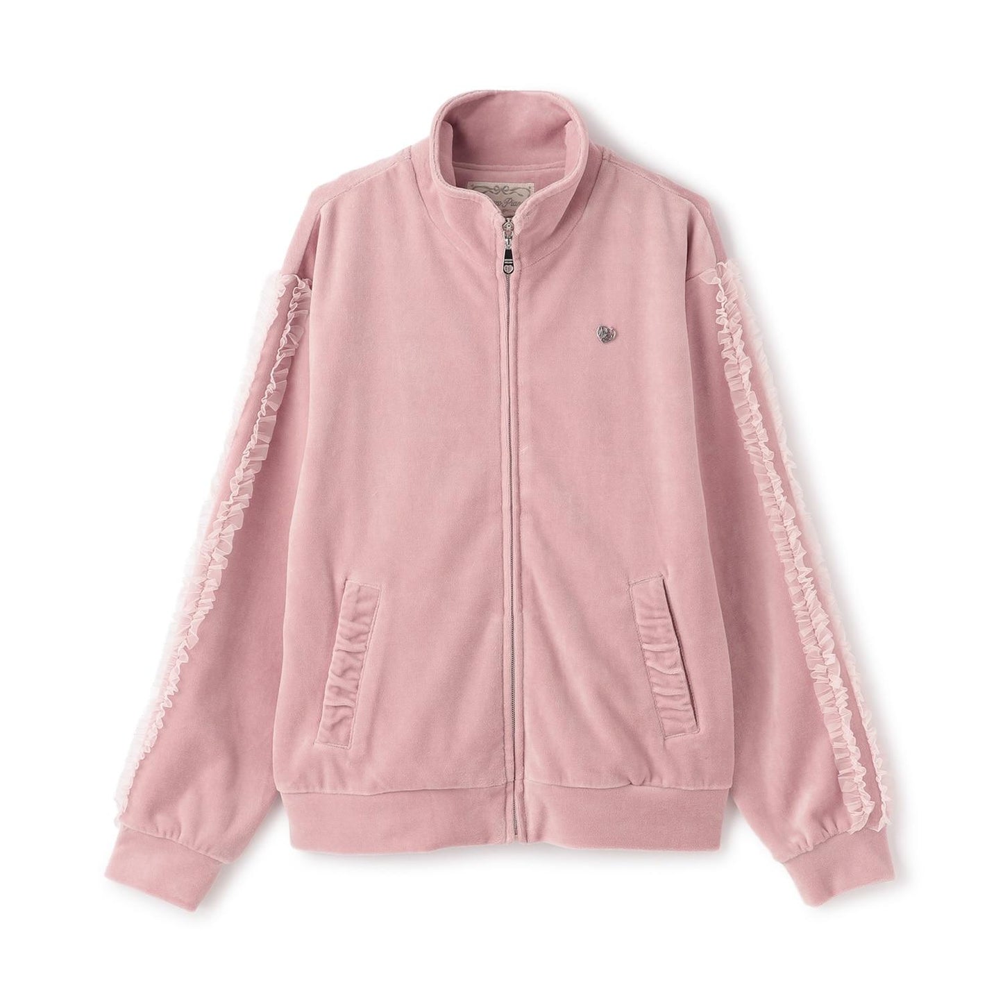 網紗荷葉邊天鵝絨夾克