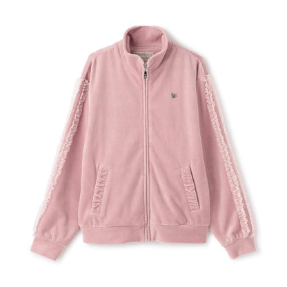 網紗荷葉邊天鵝絨夾克