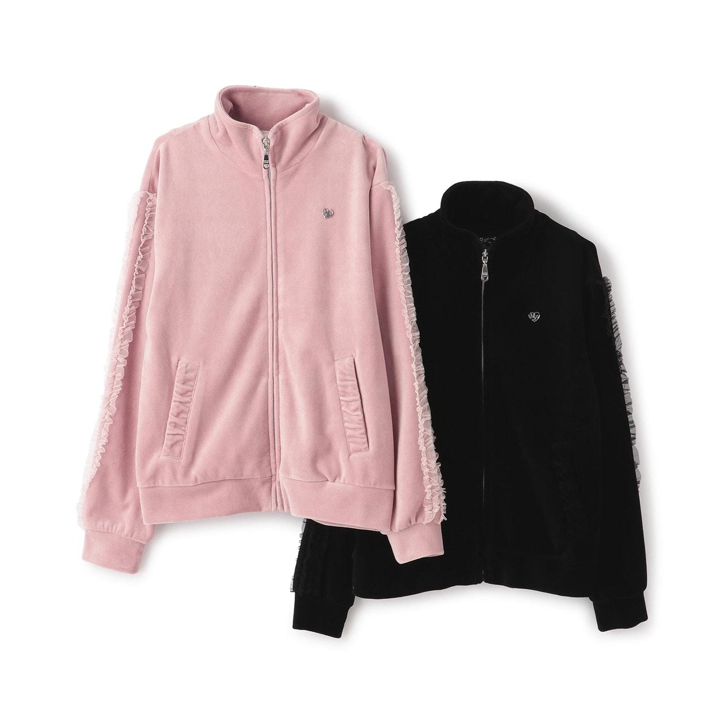 網紗荷葉邊天鵝絨夾克