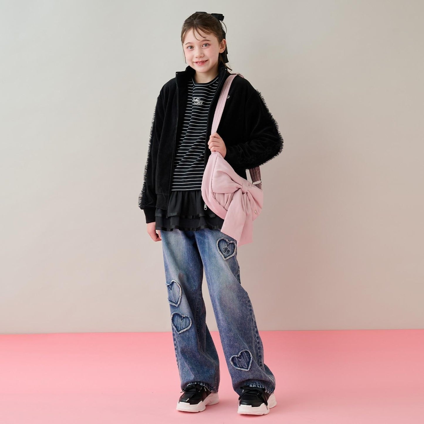 網紗荷葉邊天鵝絨夾克