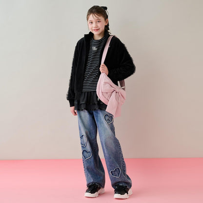 網紗荷葉邊天鵝絨夾克