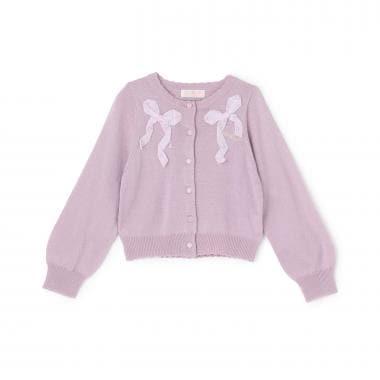 【人氣商品】【直營店無售】蝴蝶結亮絲針織開衫