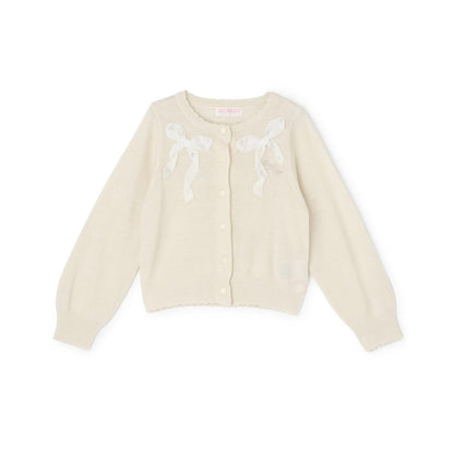 【人氣商品】【直營店無售】蝴蝶結亮絲針織開衫