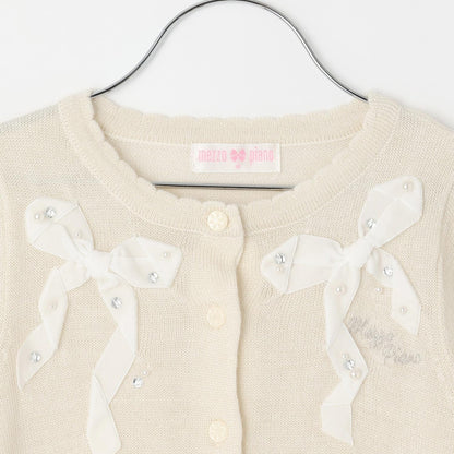 【人氣商品】【直營店無售】蝴蝶結亮絲針織開衫