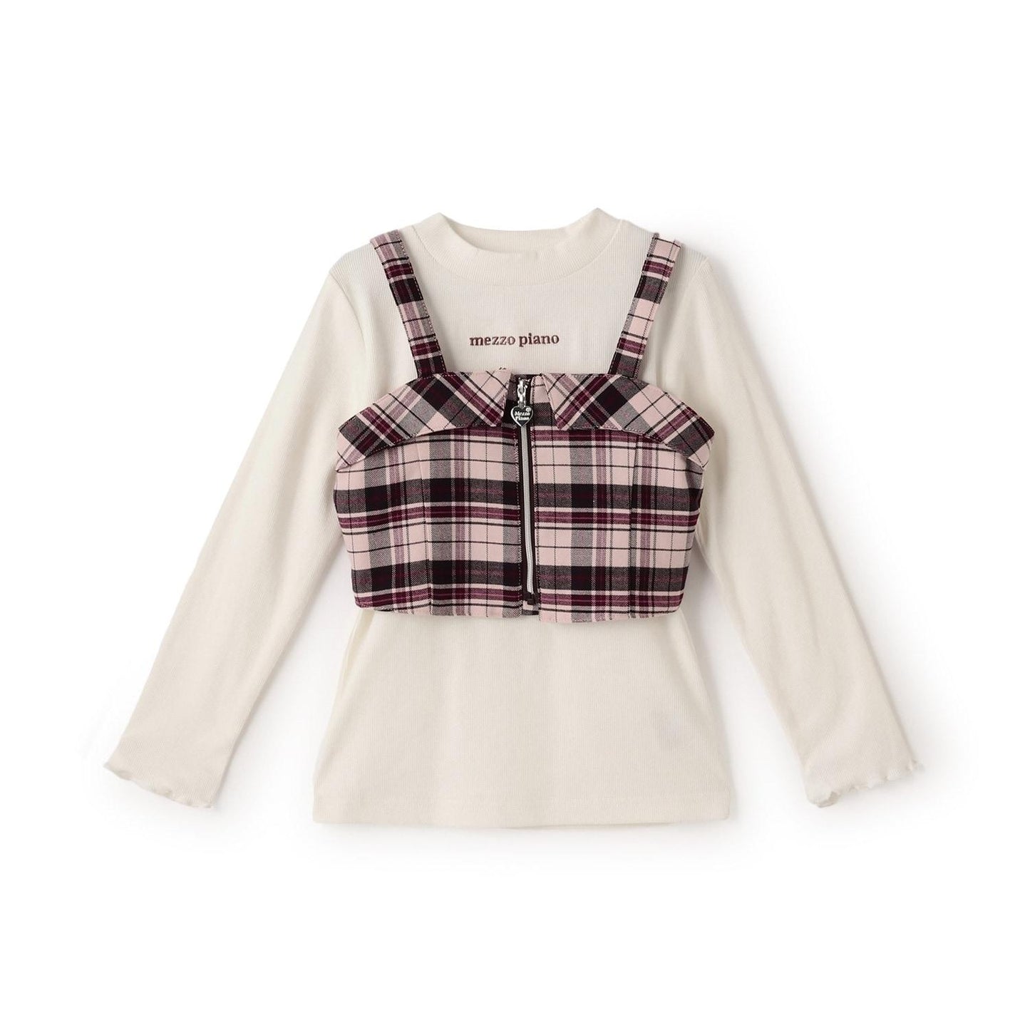 格紋吊帶背心&長袖T恤套裝