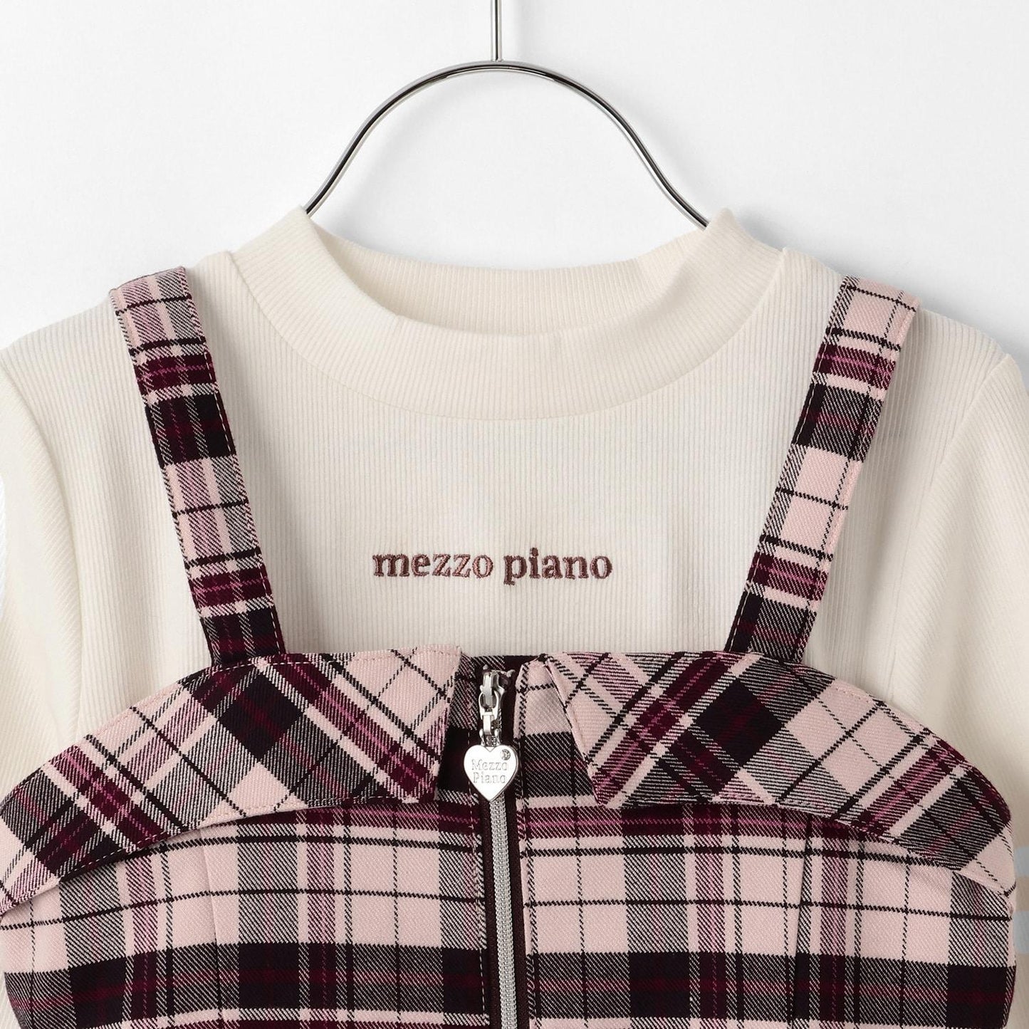 格紋吊帶背心&長袖T恤套裝