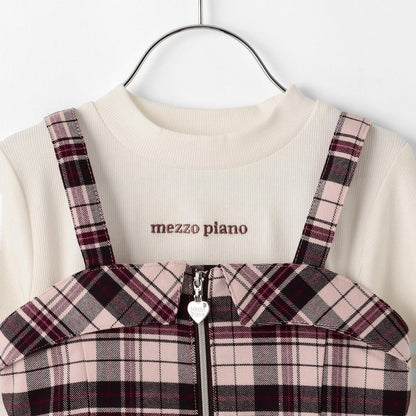 格紋吊帶背心&長袖T恤套裝