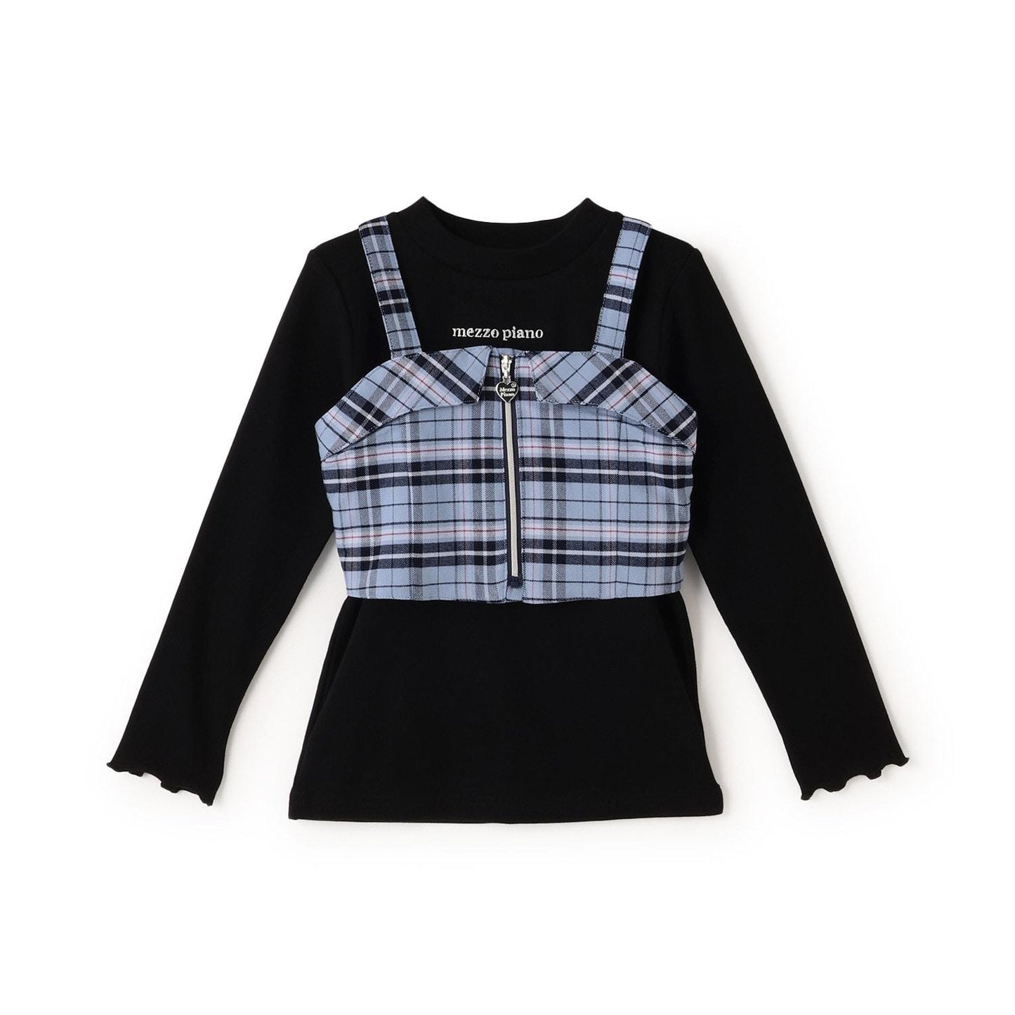 格紋吊帶背心&長袖T恤套裝