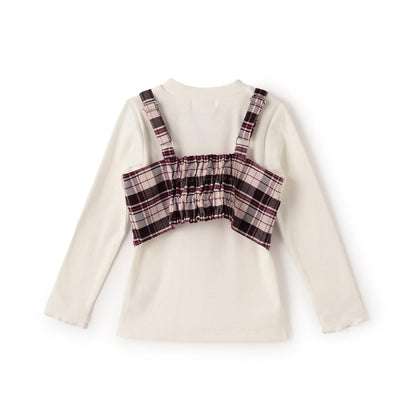 格紋吊帶背心&長袖T恤套裝