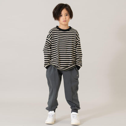 【親子款】【100%純棉】【365D.】拼色條紋寬鬆長袖T恤