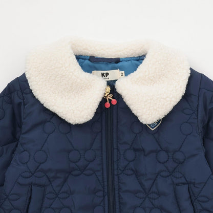 羊羔絨領櫻桃絎縫塔夫綢夾克