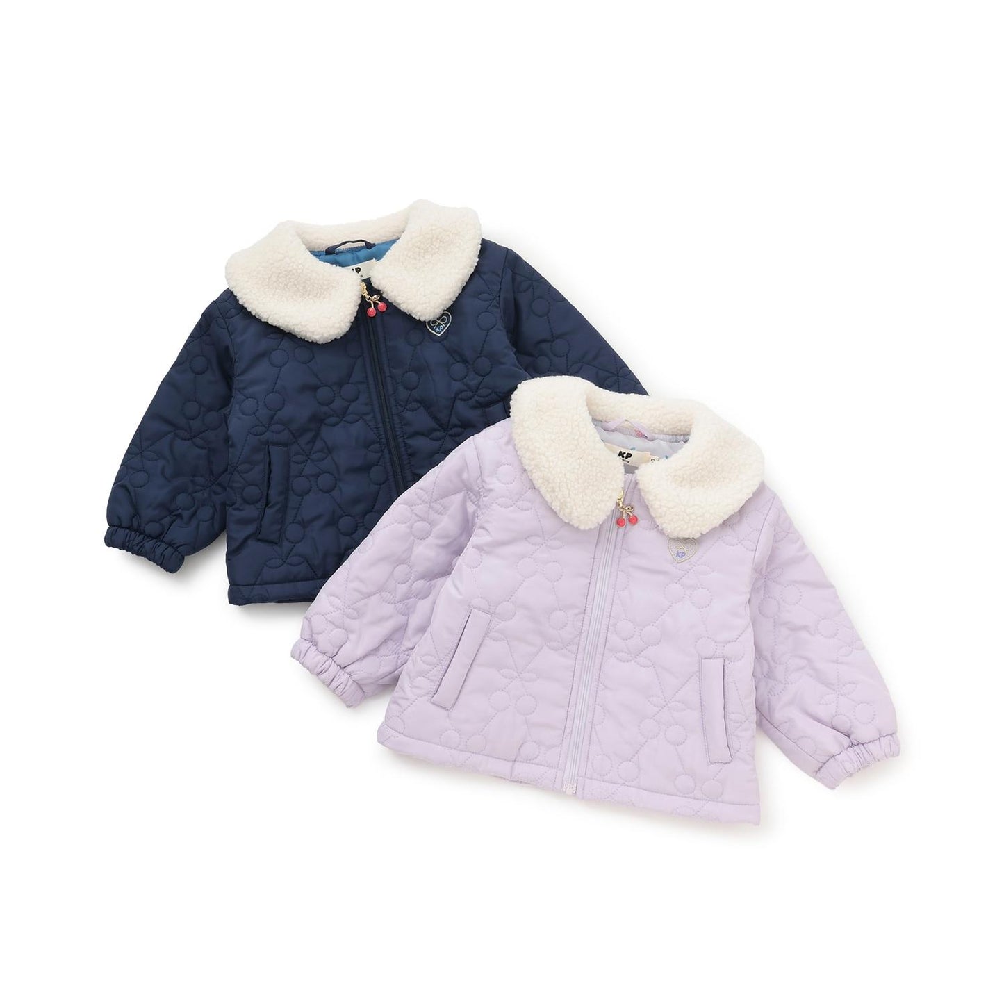 羊羔絨領櫻桃絎縫塔夫綢夾克