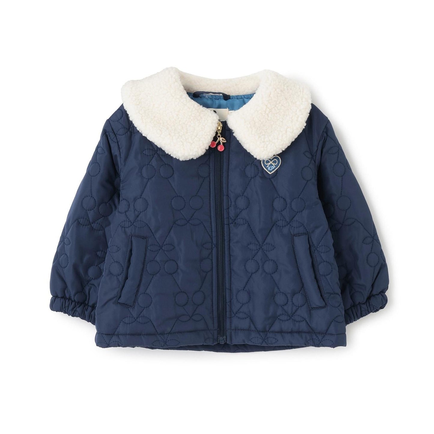 羊羔絨領櫻桃絎縫塔夫綢夾克