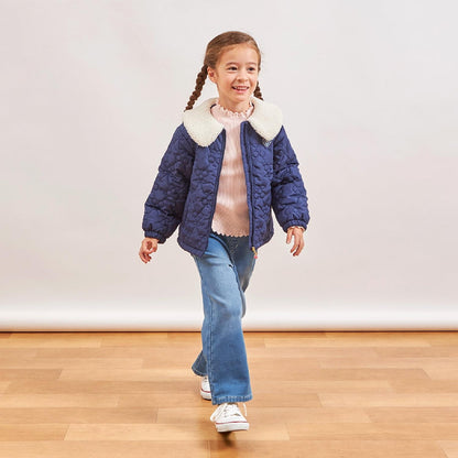 羊羔絨領櫻桃絎縫塔夫綢夾克