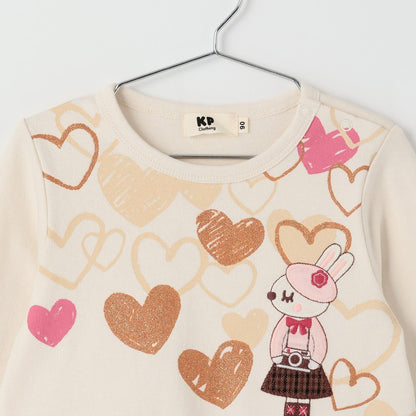 格紋百褶長袖長款上衣