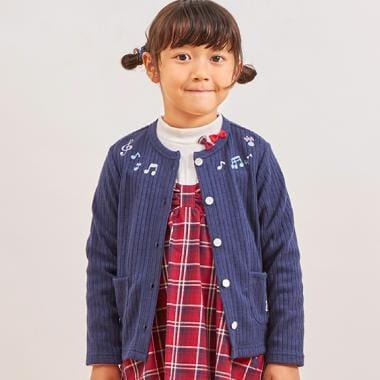 音符刺繡寬鬆羅紋開衫