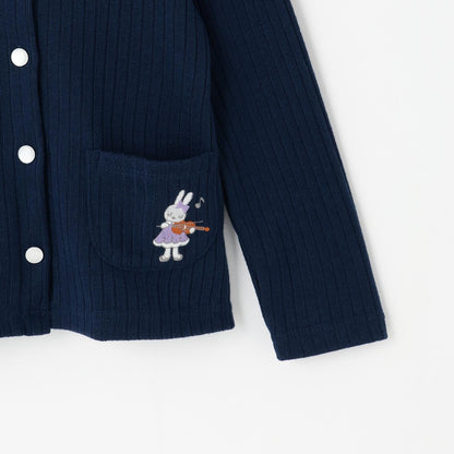 音符刺繡寬鬆羅紋開衫