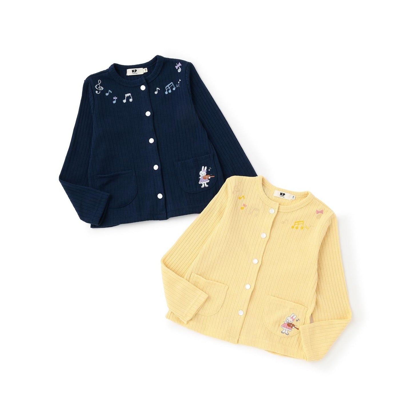 音符刺繡寬鬆羅紋開衫