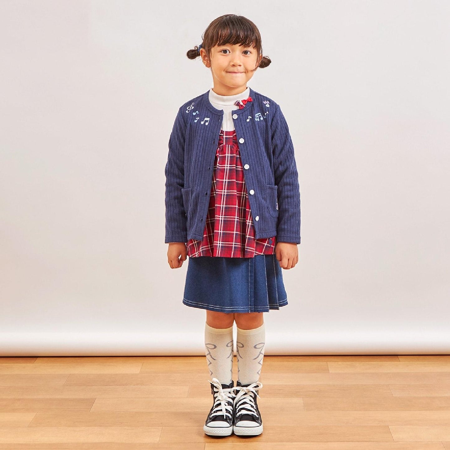 音符刺繡寬鬆羅紋開衫