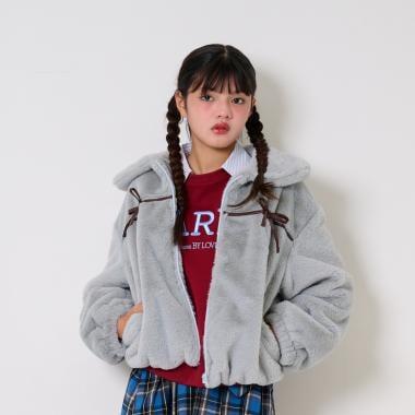 蝴蝶結毛絨外套