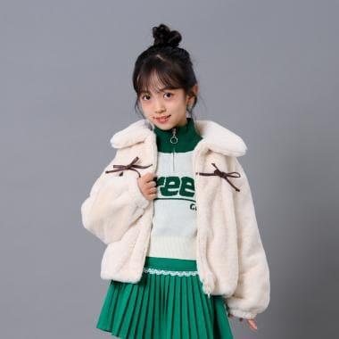 蝴蝶結毛絨外套