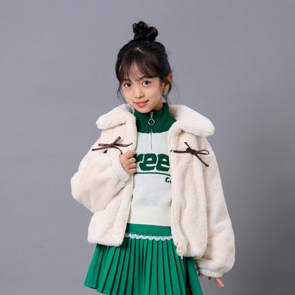蝴蝶結毛絨外套