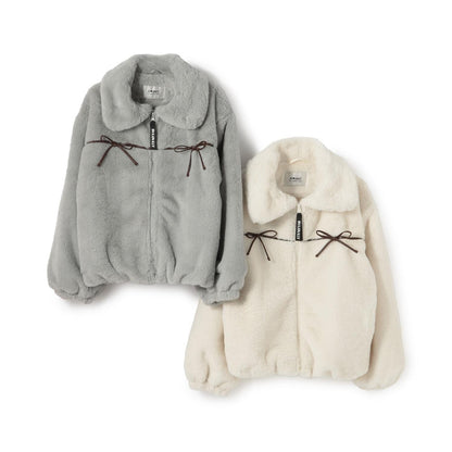 蝴蝶結毛絨外套