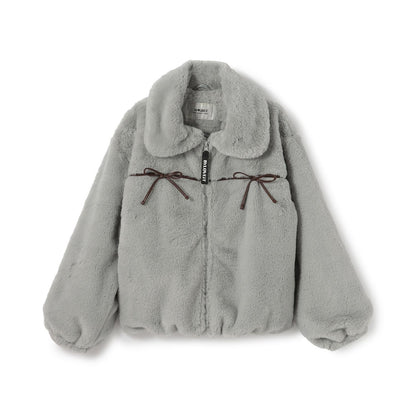 蝴蝶結毛絨外套