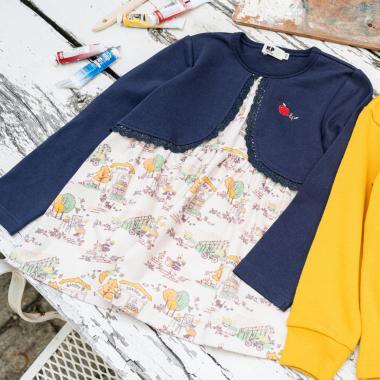 秋季街景圖案開衫疊穿風格長款上衣