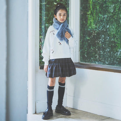 珍珠裝飾仿皮草領巾