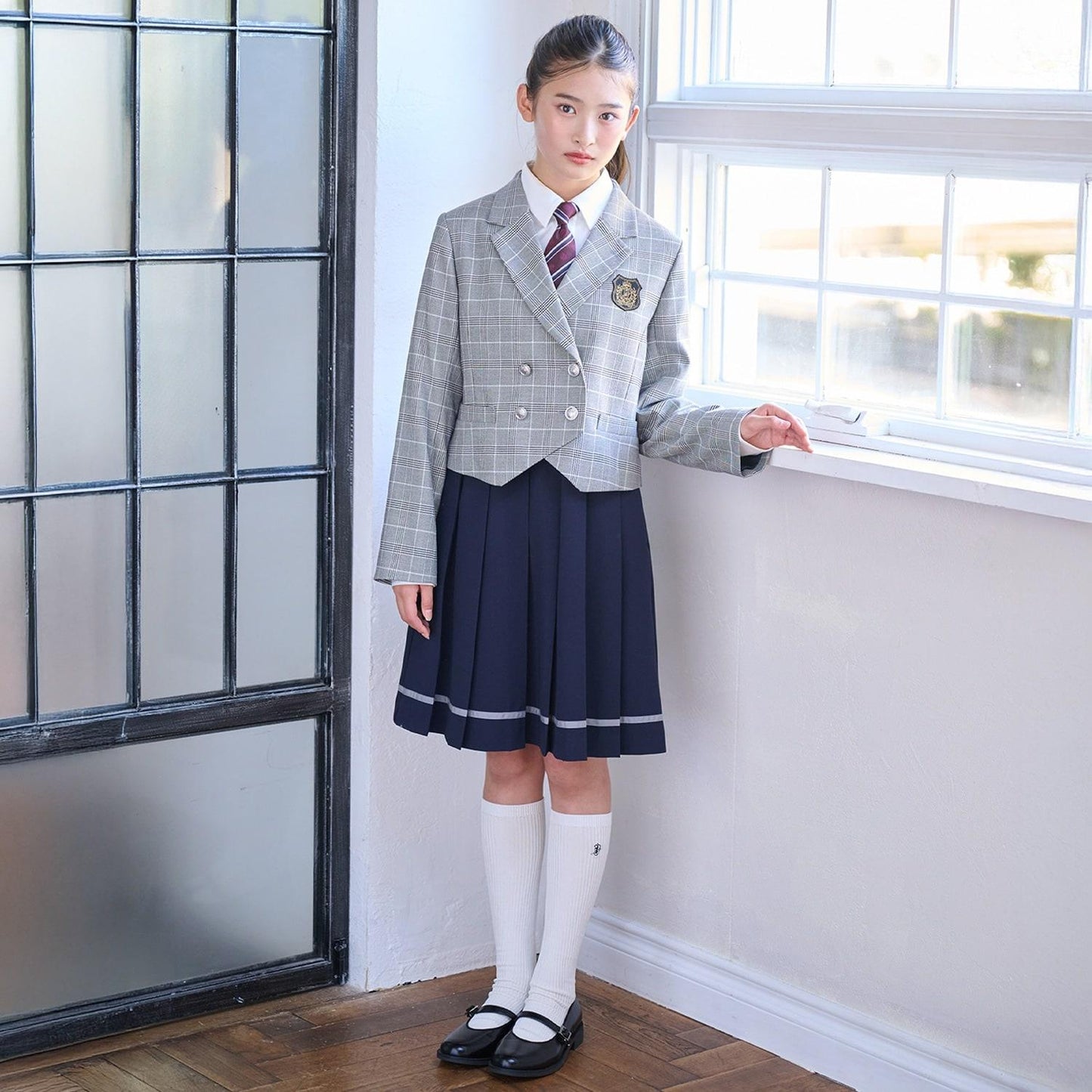 【畢業服】拼接褶皺連衣裙