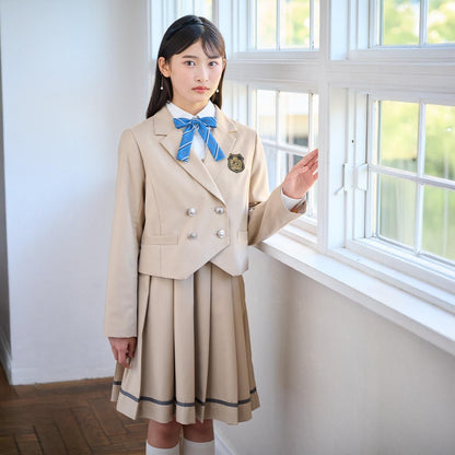 【畢業服】拼接褶皺連衣裙